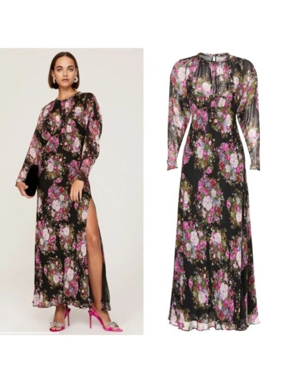LoveShackFancy Daya Maxi Dress with Pink Floral Print